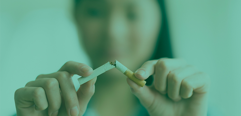 Lady ripping cigarette